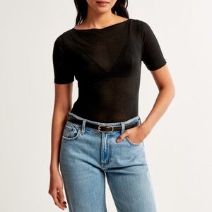 Abercrombie & Fitch Black Fitted Bodysuit Top